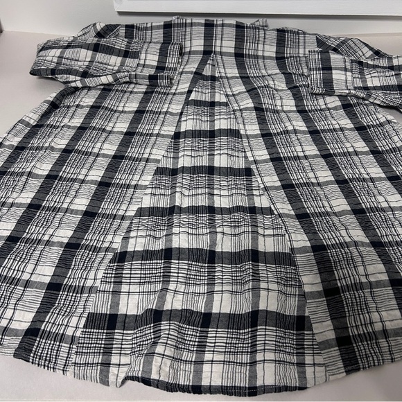 Habitat women’s Large Black/White Checked Shirt 3/4 Sleeve Lagenlook *Flaw - Picture 14 of 15